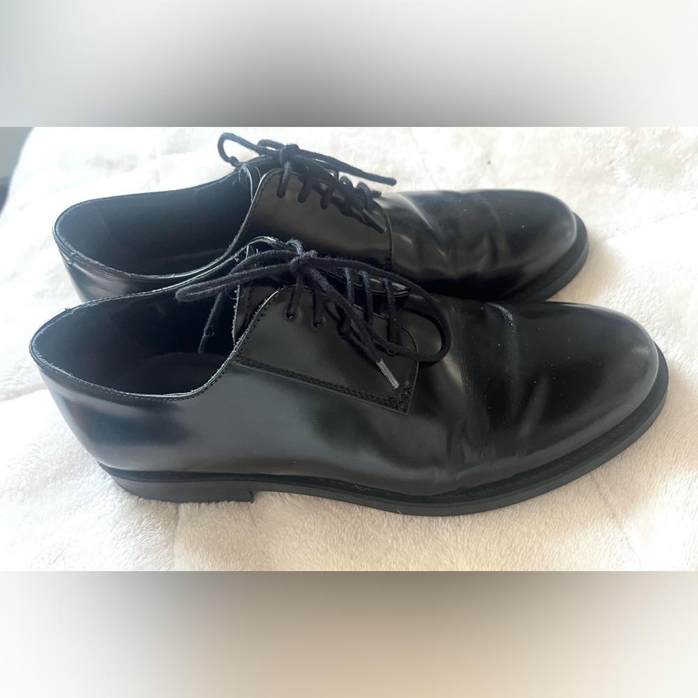 COS Black Leather Oxfords Lace Up Dress Shoes Size 37 us6